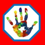 A hand print with many colors of gummie bears.